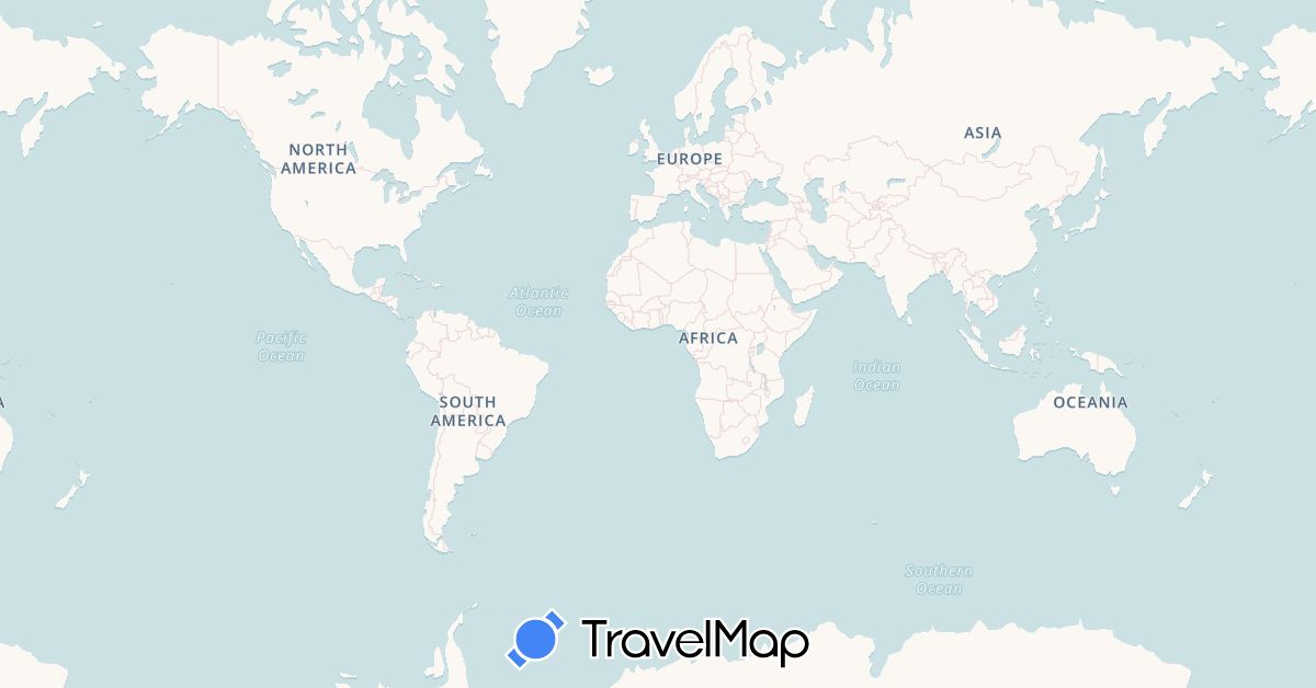TravelMap itinerary: driving, plane, train, boat in Belgium, Germany, Indonesia, Oman, Taiwan (Asia, Europe)
